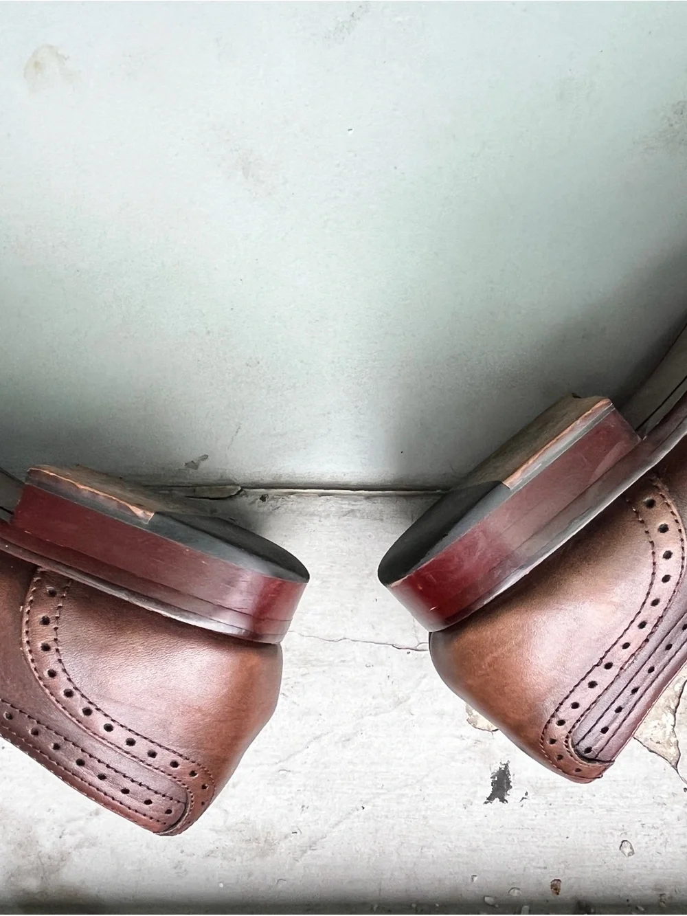 Joseph Abboud Brown Leather Single Monk Strap Brogue Oxfords